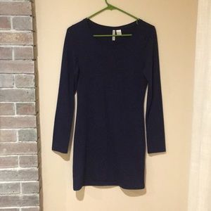 Navy blue, long sleeve t-shirt dress.